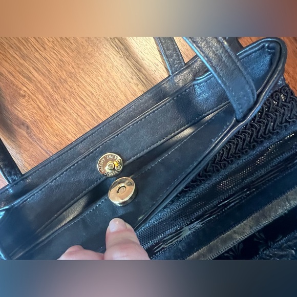 Vintage SHARIF shoulder bag Black patchwork accents pristine condition - Picture 5 of 9